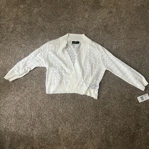 White cropped cardigan sweater. NWT!